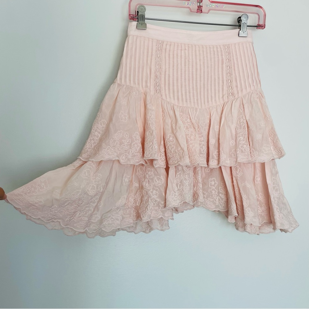 NWT‎ Ted Baker Alegria Tiered Lace Handkerchief Hem Skirt Light Pink Size 0 - Picture 8 of 10